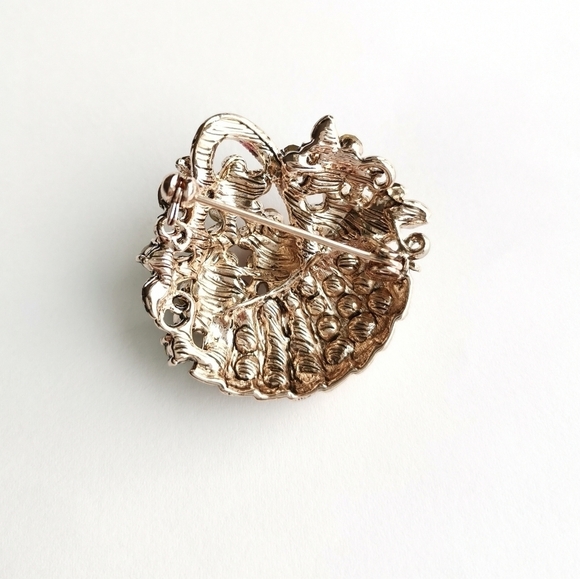 Basket of Flowers Brooch Pin Rose Gold Crystal NWT - Picture 2 of 7